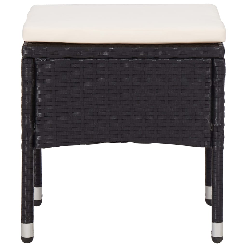 vidaXL 5-tlg. Garten-Essgruppe Schwarz Poly Rattan Akazie Massivholz