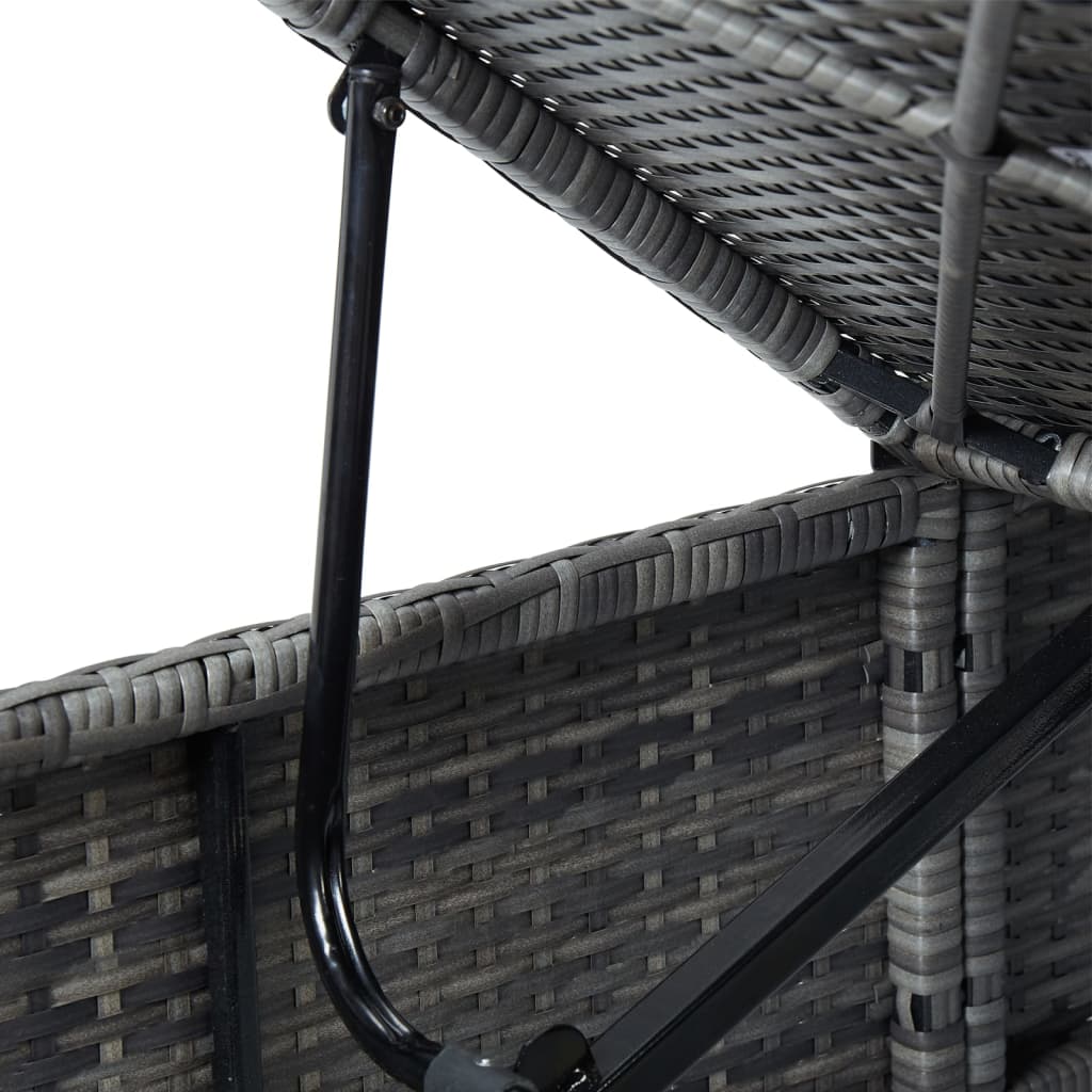 vidaXL Sonnenliege mit Auflage Poly Rattan Grau
