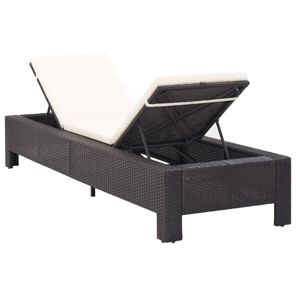 vidaXL Sonnenliege mit Auflage Schwarz Poly Rattan