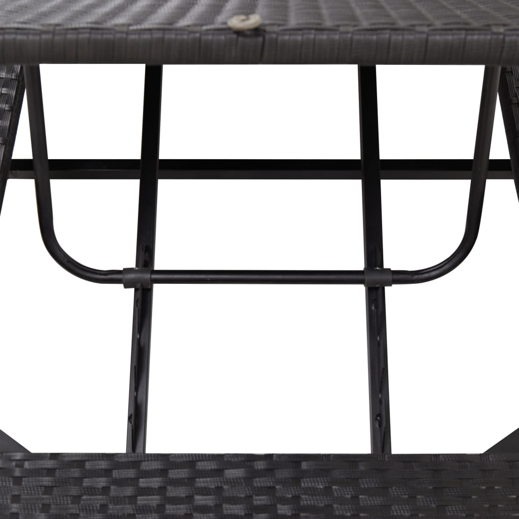 vidaXL Sonnenliege mit Auflage Schwarz Poly Rattan
