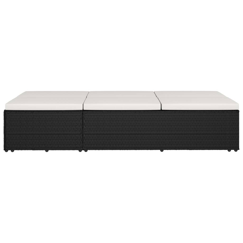 vidaXL Sonnenliege mit Auflage Poly Rattan Schwarz