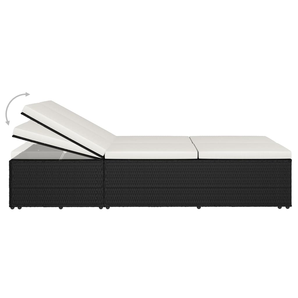 vidaXL Sonnenliege mit Auflage Poly Rattan Schwarz