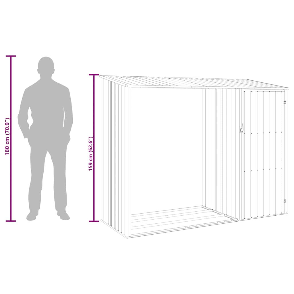 vidaXL Garten Brennholzlager Grün 245x98x159 cm Verzinkter Stahl