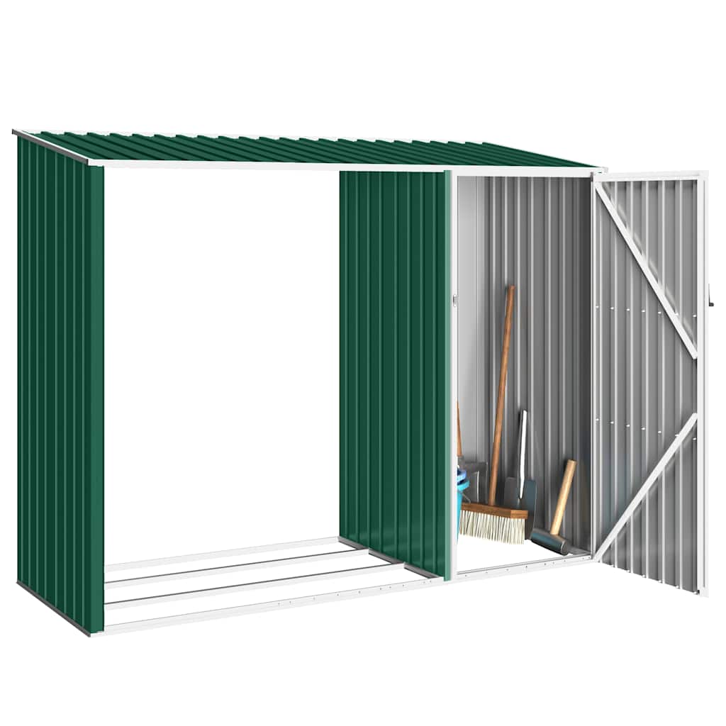 vidaXL Garten Brennholzlager Grün 245x98x159 cm Verzinkter Stahl