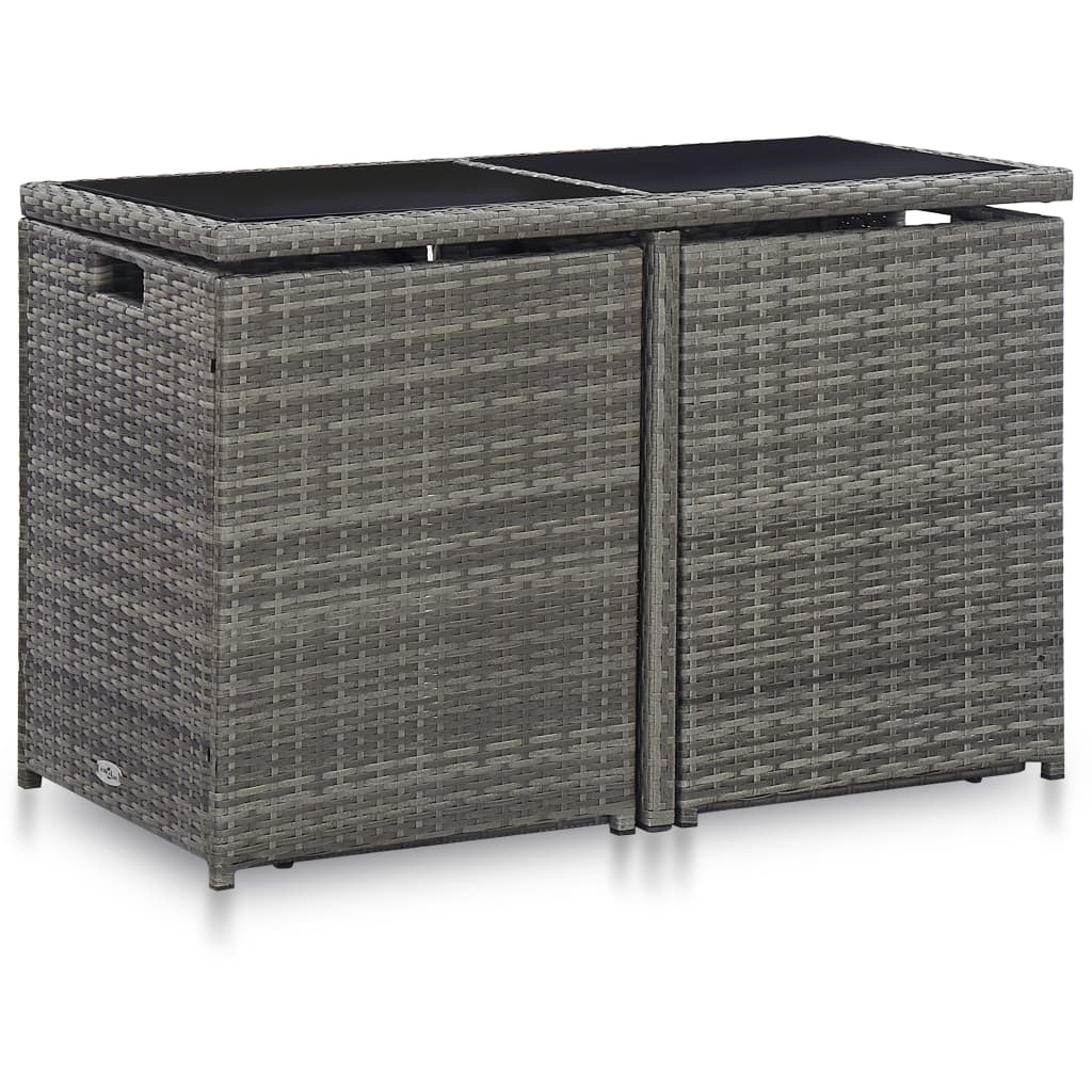 vidaXL 3-tlg. Bistro-Set mit Kissen Poly Rattan Grau