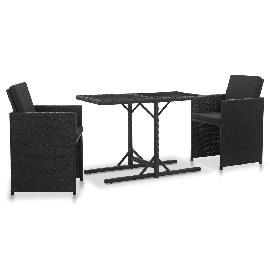 vidaXL 3-tlg. Bistro-Set mit Kissen Poly Rattan Grau