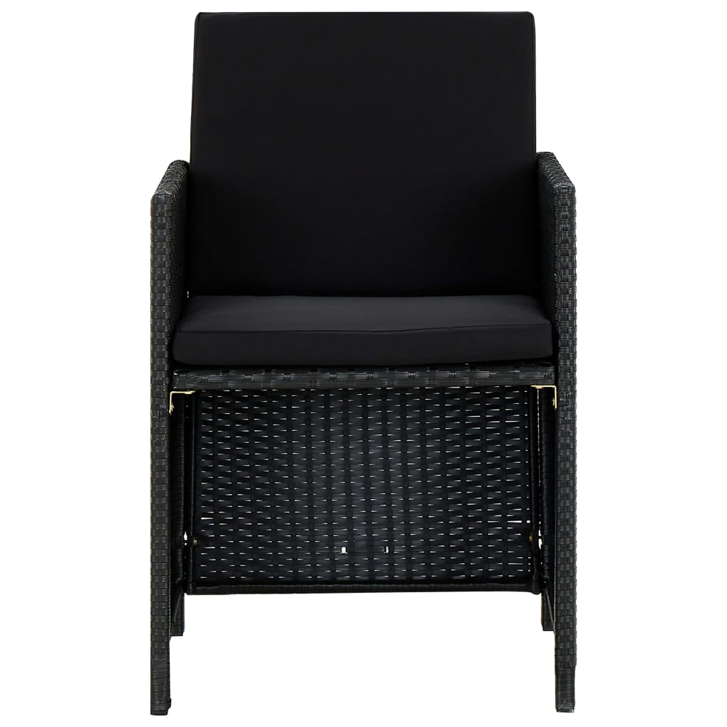 vidaXL 5-tlg. Garten-Essgruppe mit Auflagen Poly Rattan Schwarz