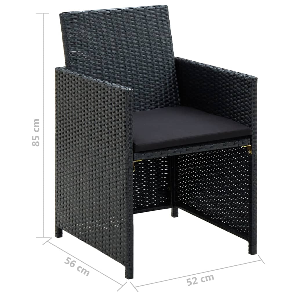 vidaXL 4-tlg. Garten-Lounge-Set mit Auflagen Poly Rattan Schwarz