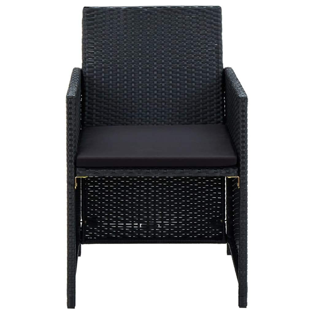 vidaXL 4-tlg. Garten-Lounge-Set mit Auflagen Poly Rattan Schwarz