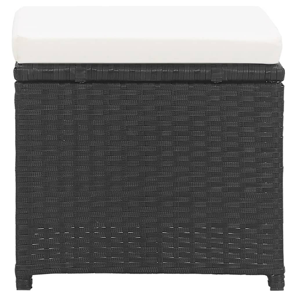 vidaXL Gartenhocker 2 Stk. mit Sitzkissen Poly Rattan Schwarz