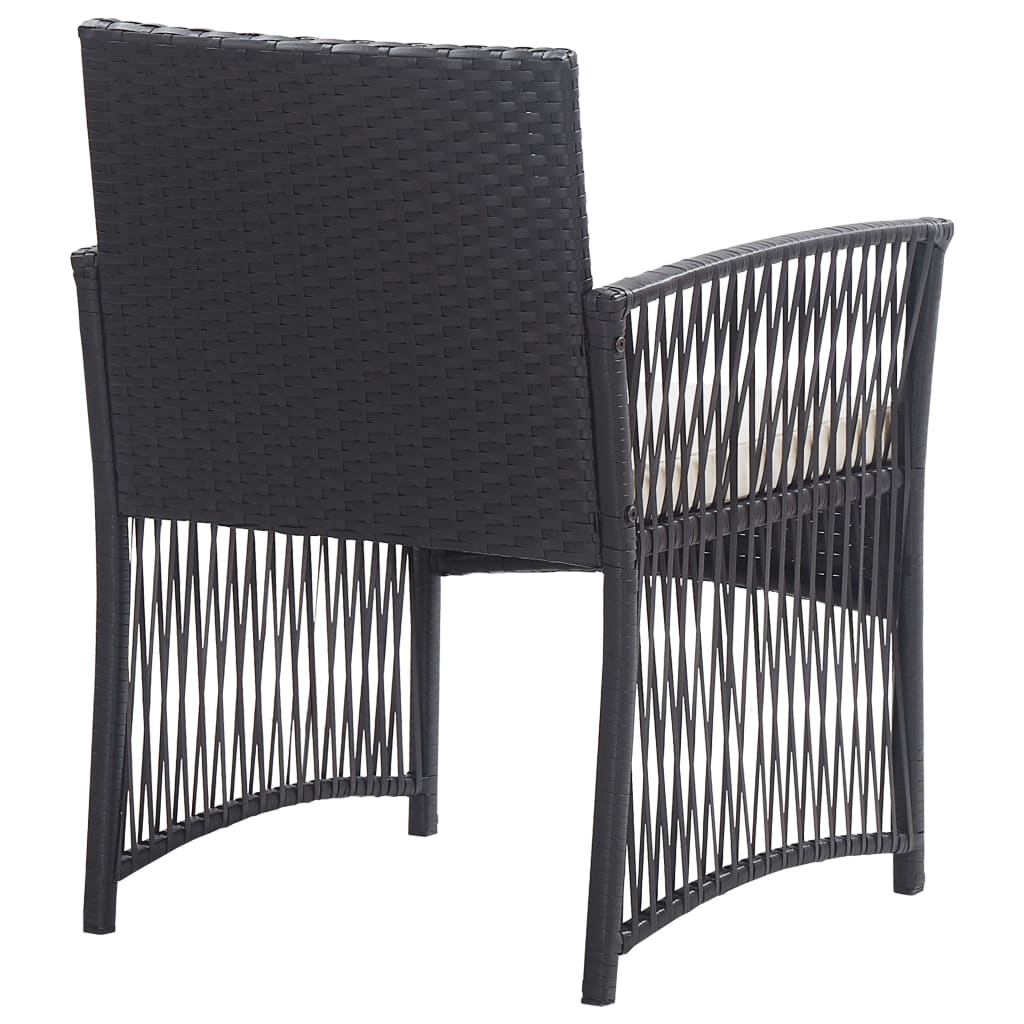 vidaXL 4-tlg. Garten-Lounge-Set mit Auflage Poly Rattan Schwarz