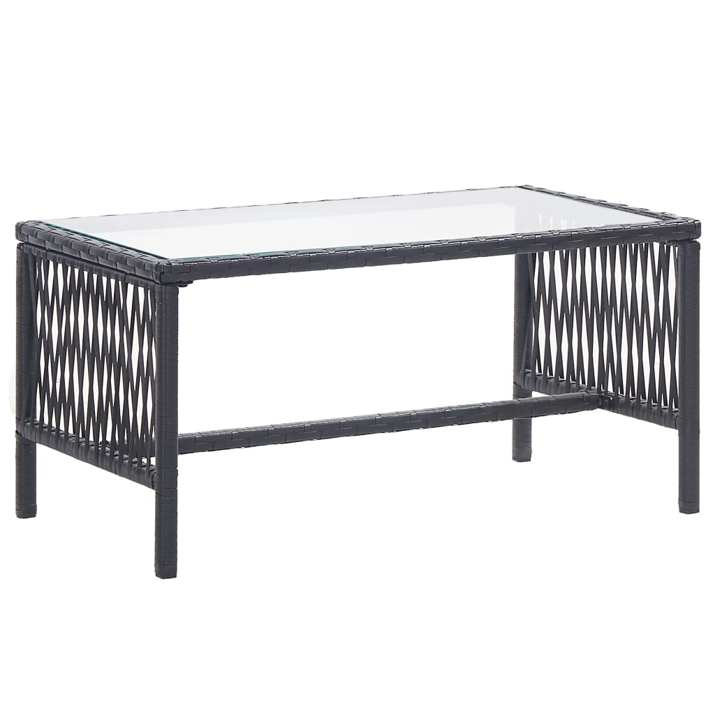 vidaXL 4-tlg. Garten-Lounge-Set mit Auflage Poly Rattan Schwarz