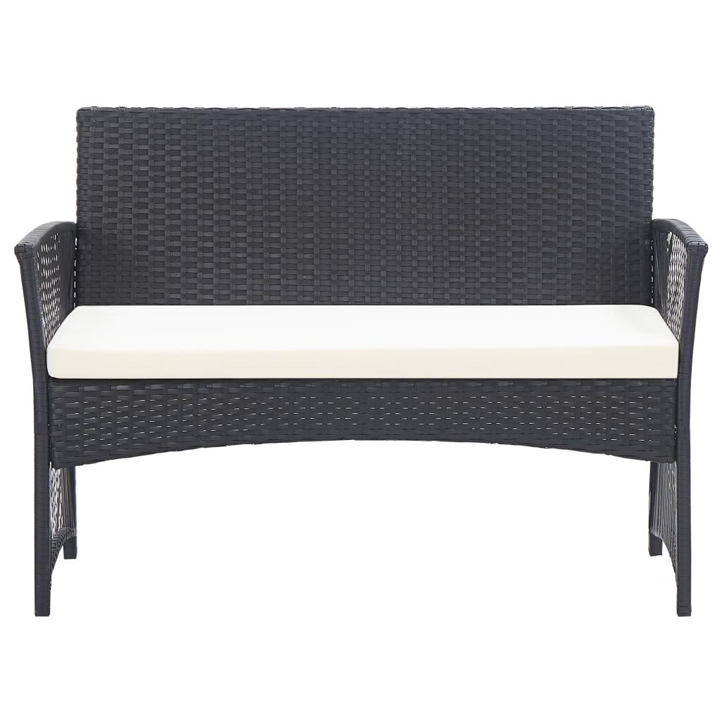 vidaXL 4-tlg. Garten-Lounge-Set mit Auflage Poly Rattan Schwarz