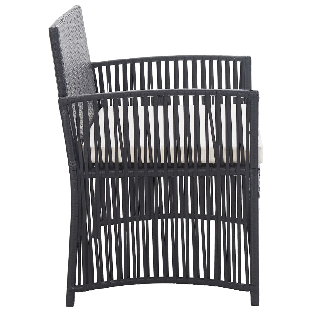vidaXL 4-tlg. Garten-Lounge-Set mit Auflage Poly Rattan Schwarz