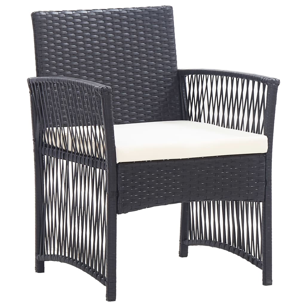 vidaXL 4-tlg. Garten-Lounge-Set mit Auflage Poly Rattan Schwarz