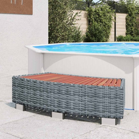 vidaXL Spa-Einstiegsstufe Poly Rattan 92×45×25 cm Schwarz