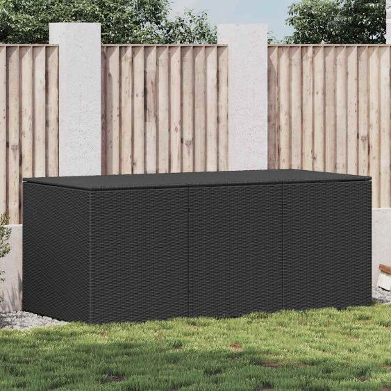 vidaXL Gartentruhe Schwarz 283L Poly Rattan