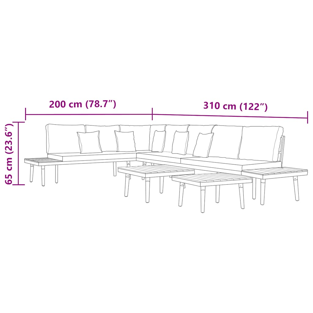 vidaXL 7-tlg. Garten-Lounge-Set mit Kissen Massivholz Akazie Braun