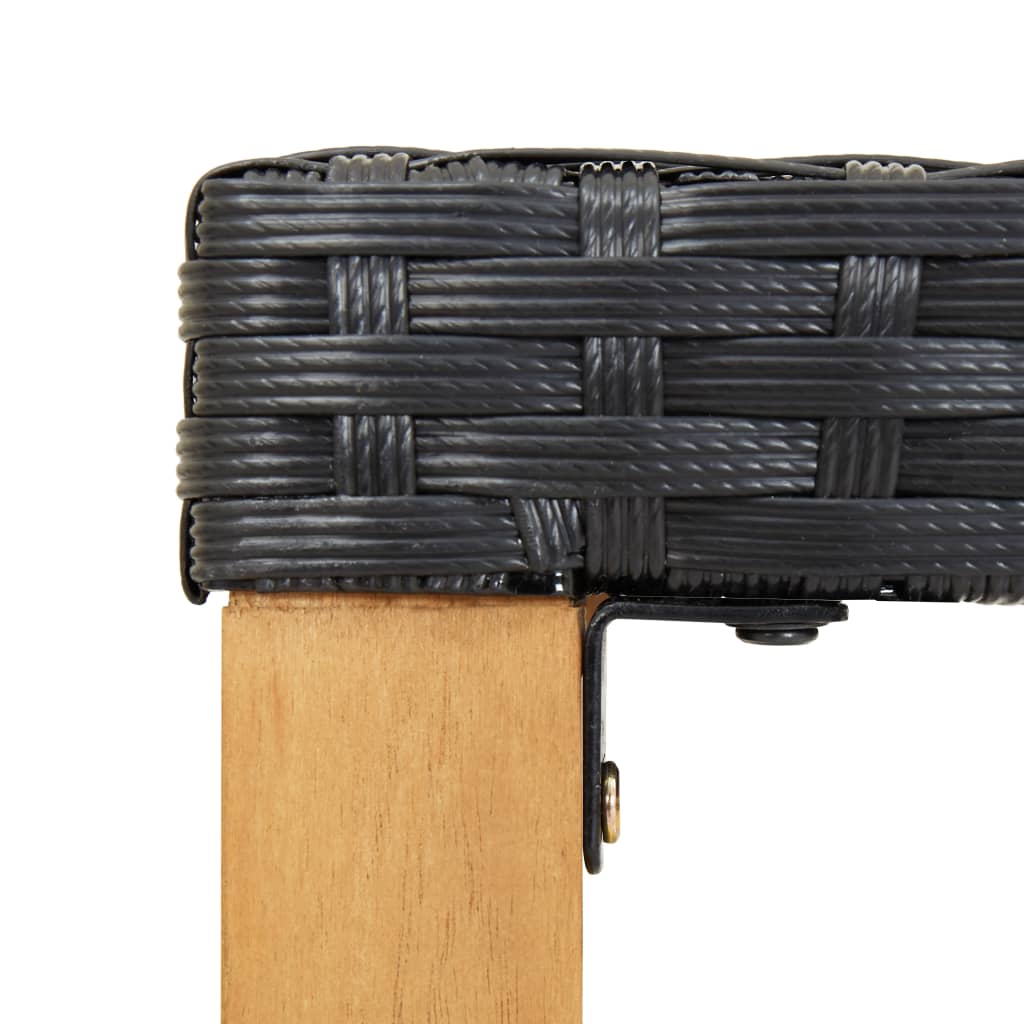 vidaXL Gartenbank 120 cm Schwarz Poly Rattan und Massivholz Akazie