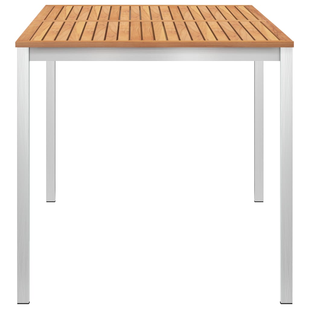 vidaXL Garten-Esstisch 140x80x75 cm Massivholz Teak und Edelstahl