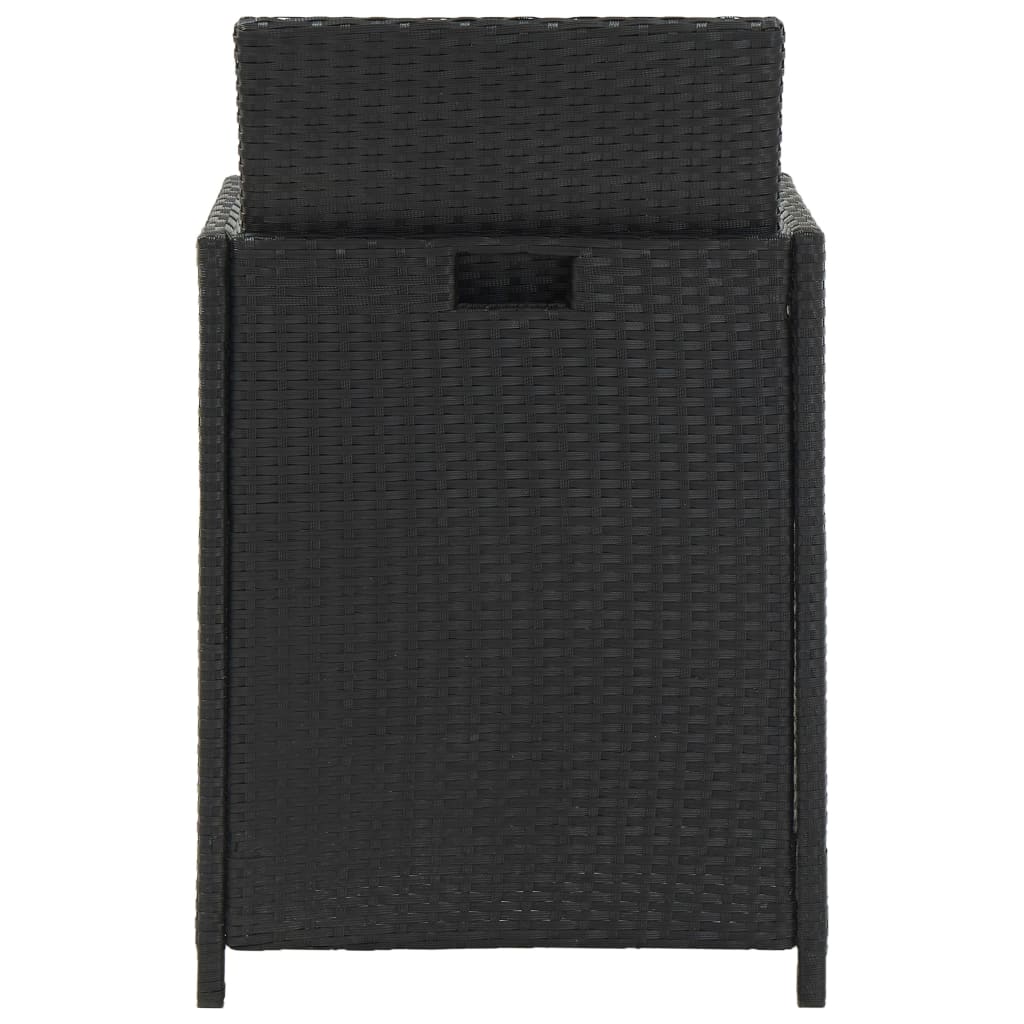 vidaXL 5-tlg. Garten-Essgruppe mit Auflagen Poly Rattan Schwarz