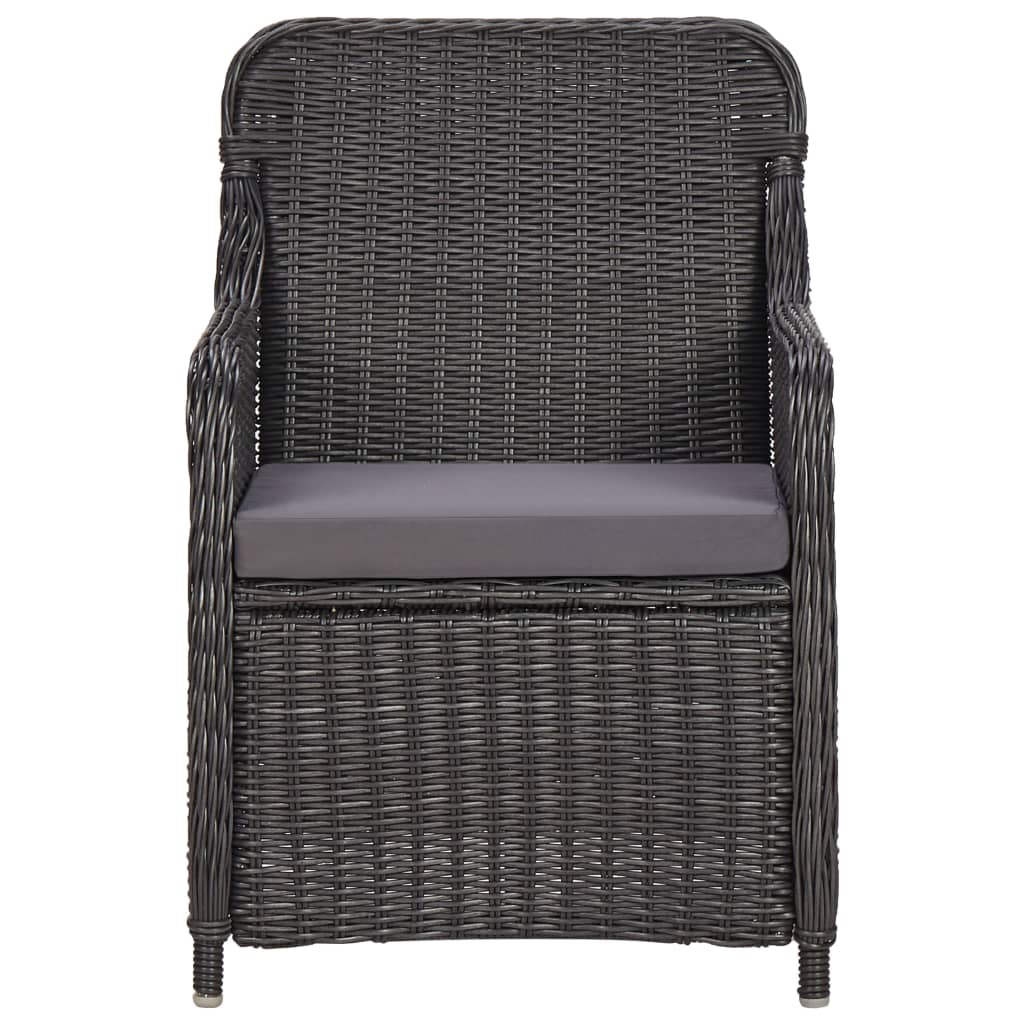 vidaXL 3-tlg. Garten-Bistro-Set mit Auflagen Poly Rattan Schwarz
