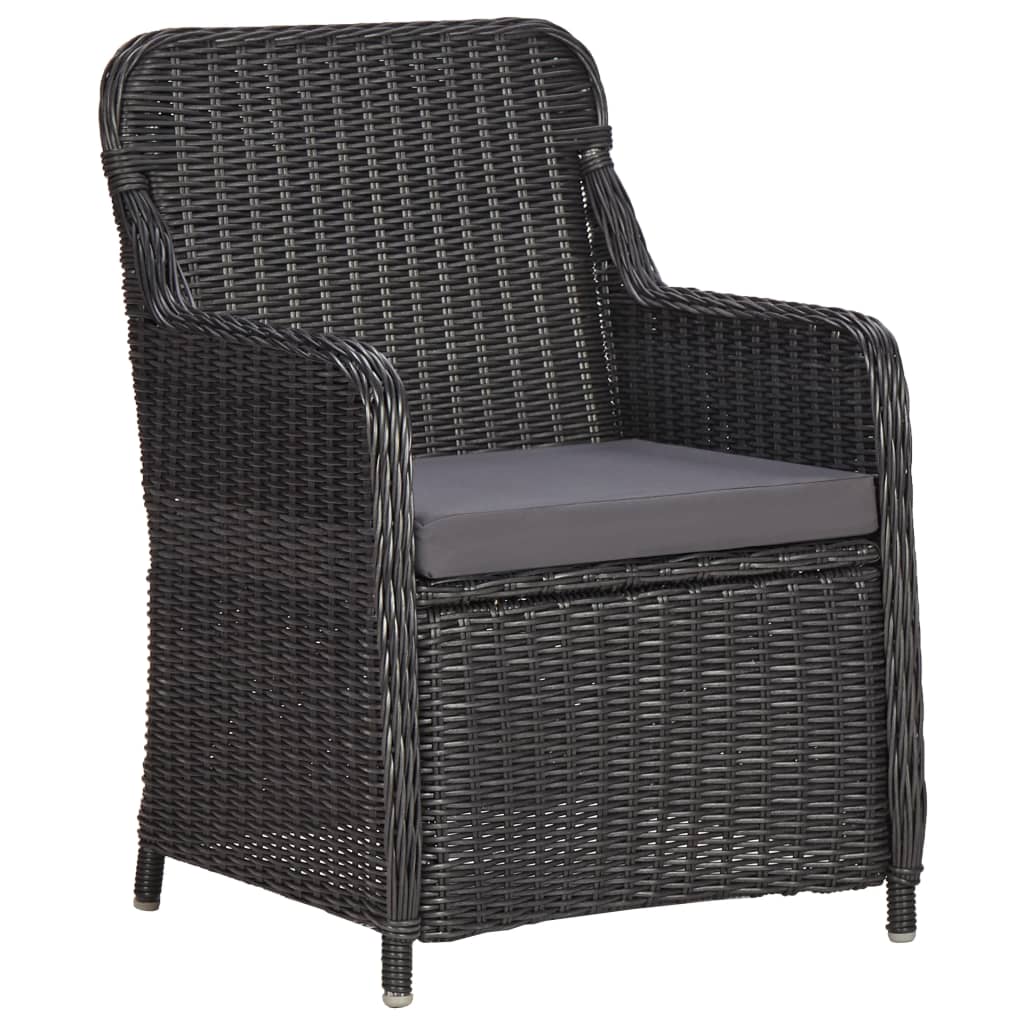 vidaXL 3-tlg. Garten-Bistro-Set mit Auflagen Poly Rattan Schwarz