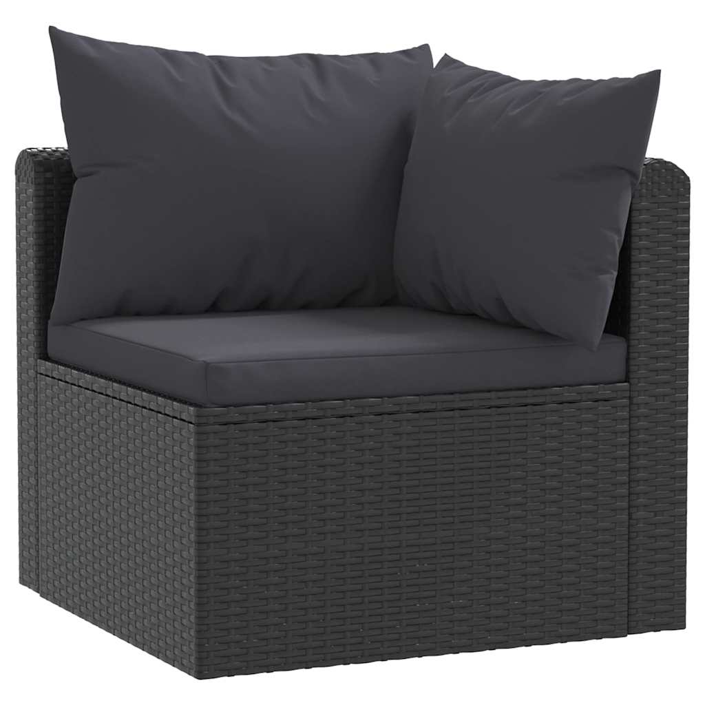 vidaXL 9-tlg. Garten-Lounge-Set mit Auflagen Poly Rattan Schwarz