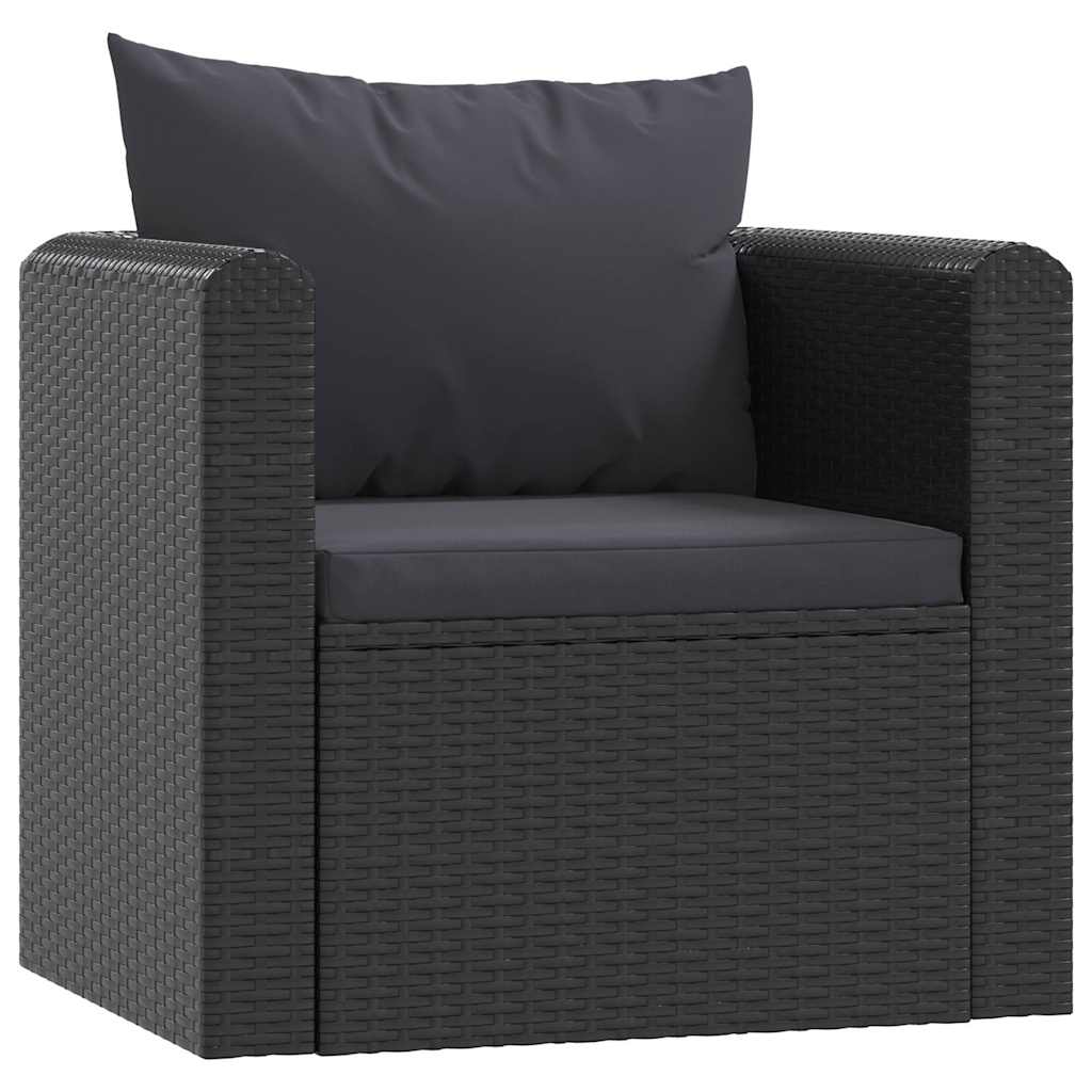 vidaXL 9-tlg. Garten-Lounge-Set mit Auflagen Poly Rattan Schwarz
