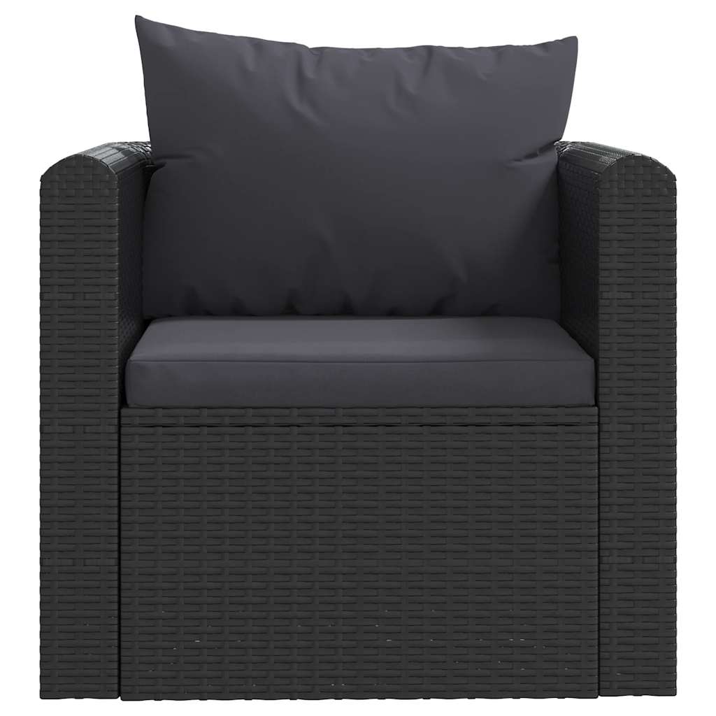 vidaXL 9-tlg. Garten-Lounge-Set mit Auflagen Poly Rattan Schwarz