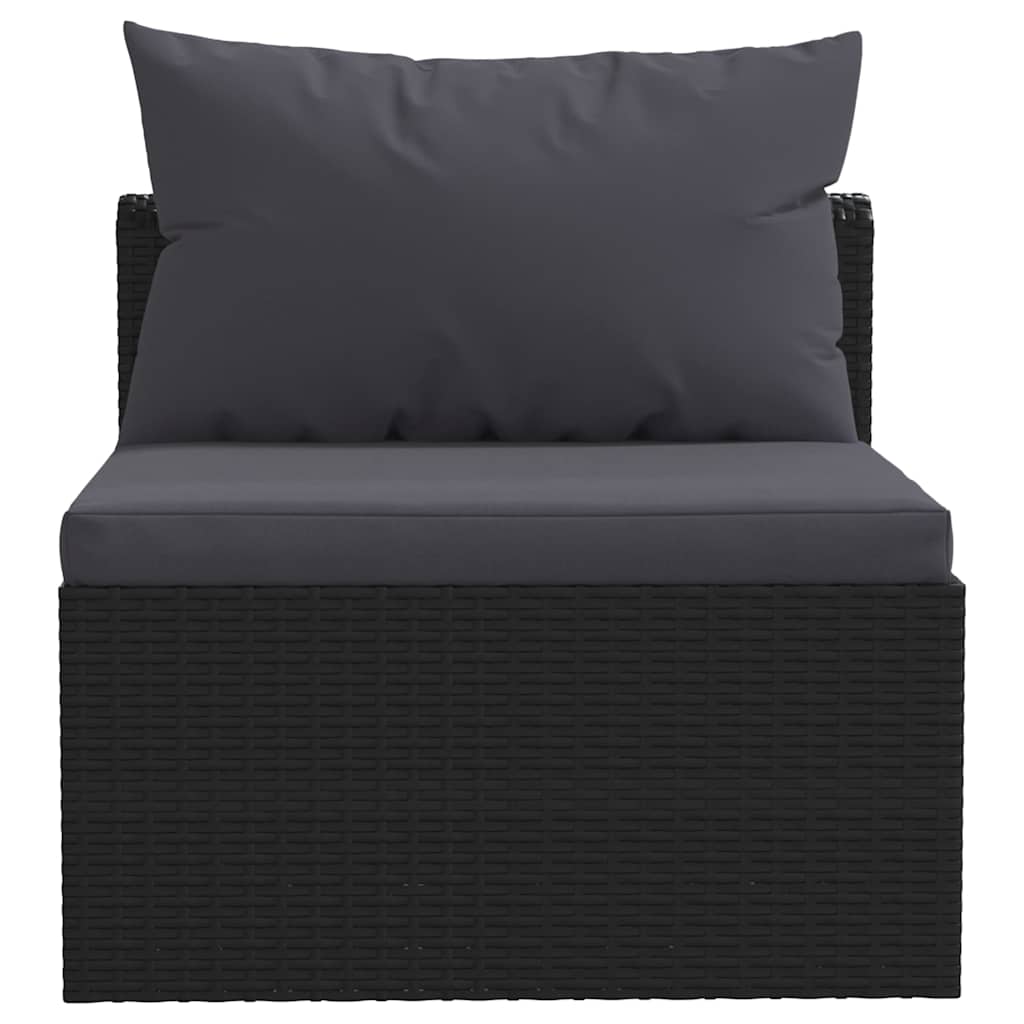 vidaXL 9-tlg. Garten-Lounge-Set mit Auflagen Poly Rattan Schwarz