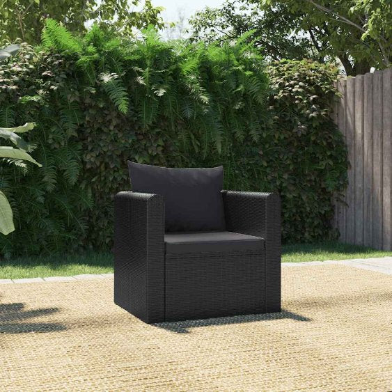 vidaXL 9-tlg. Garten-Lounge-Set mit Auflagen Poly Rattan Schwarz