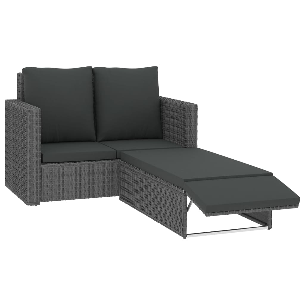 vidaXL 2-tlg. Garten-Lounge-Set mit Kissen Poly Rattan Grau