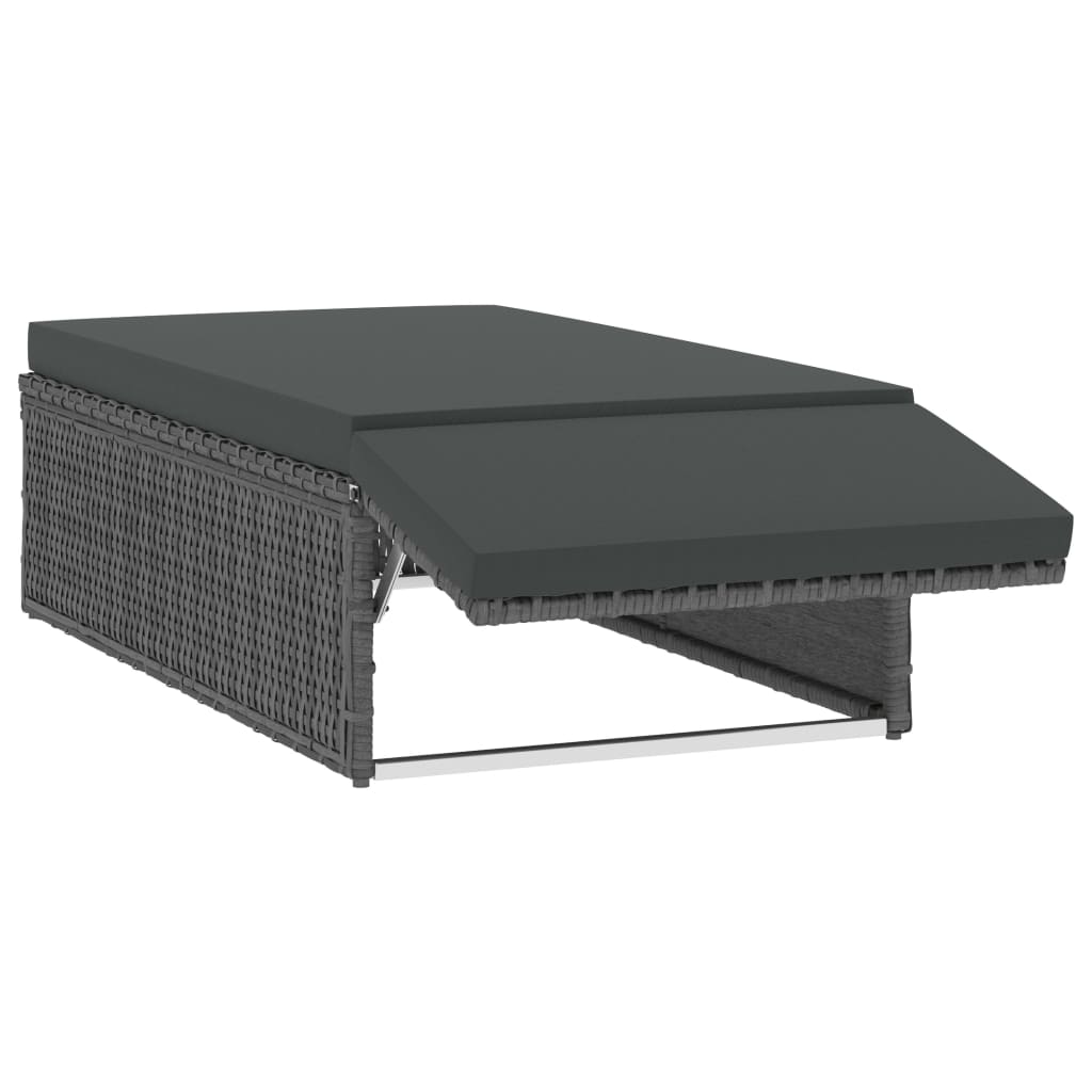 vidaXL 2-tlg. Garten-Lounge-Set mit Kissen Poly Rattan Grau