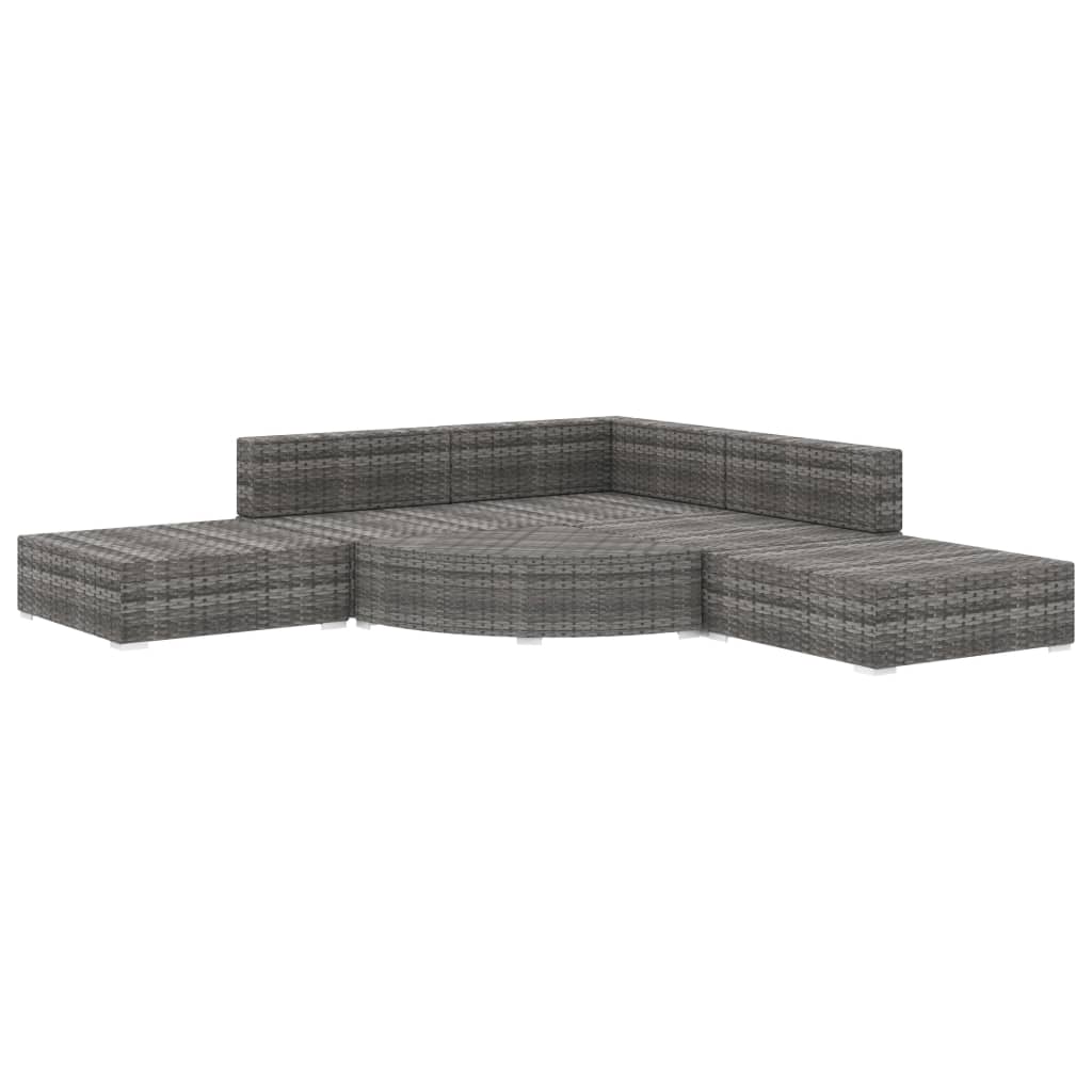 vidaXL 6-tlg. Garten-Lounge-Set mit Kissen Poly Rattan Grau