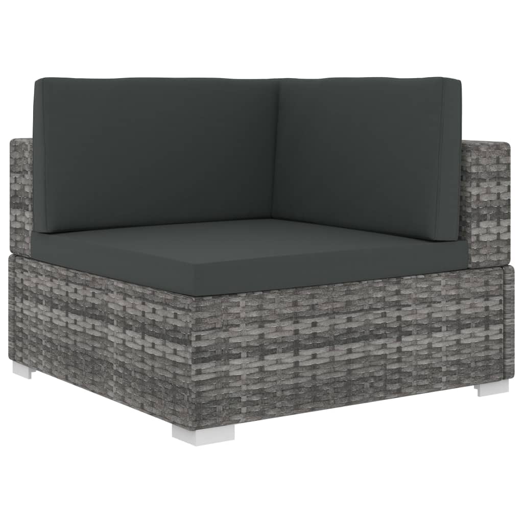 vidaXL 6-tlg. Garten-Lounge-Set mit Kissen Poly Rattan Grau