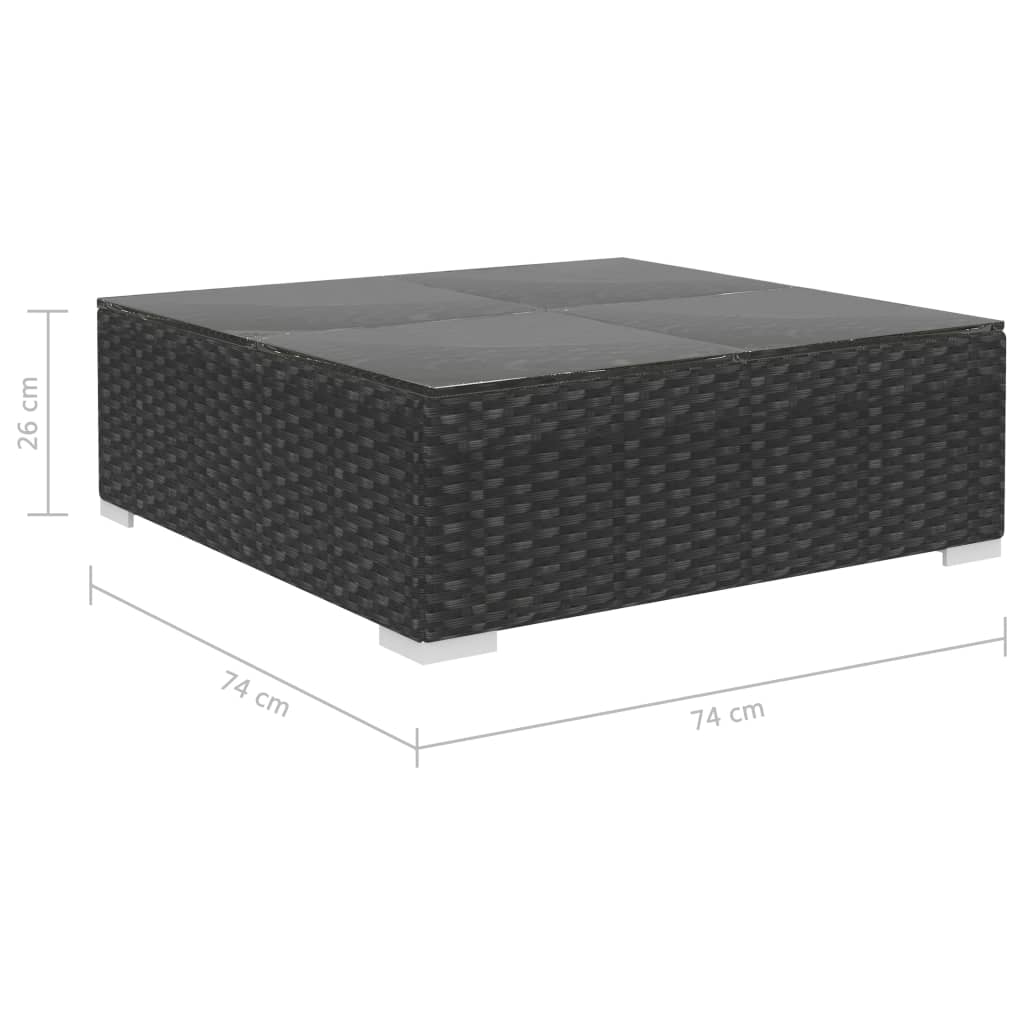 vidaXL 12-tlg. Garten-Lounge-Set mit Auflagen Poly Rattan Schwarz