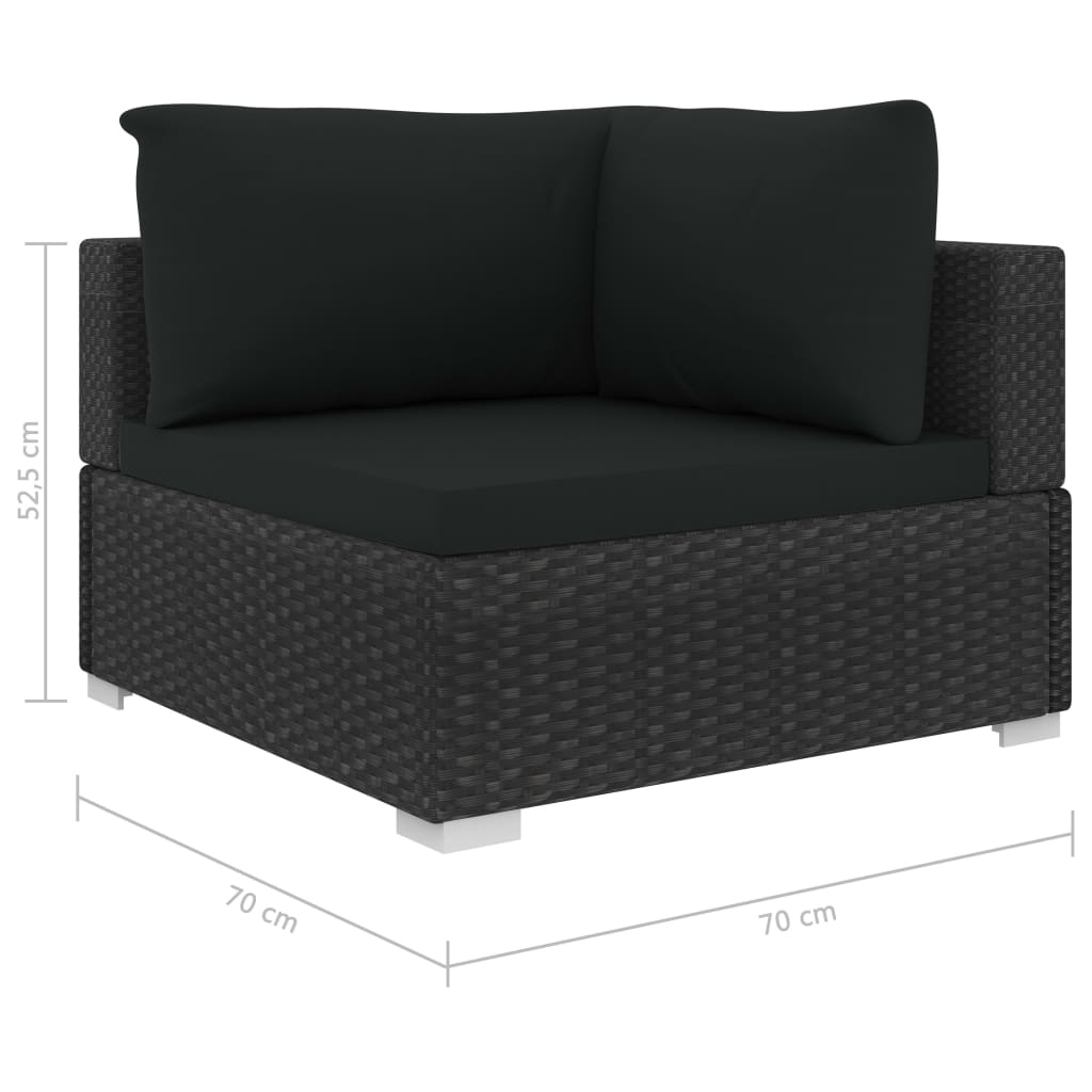 vidaXL 12-tlg. Garten-Lounge-Set mit Auflagen Poly Rattan Schwarz