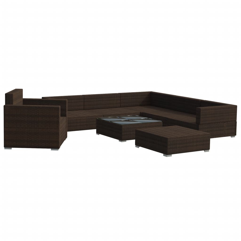 vidaXL 8-tlg. Garten-Lounge-Set mit Auflagen Poly Rattan Braun