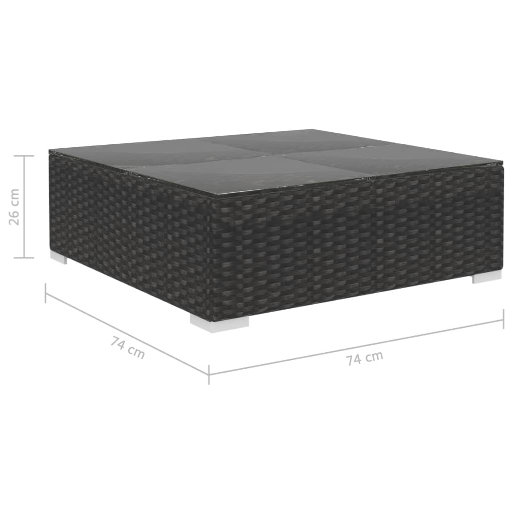 vidaXL 9-tlg. Garten-Lounge-Set mit Auflagen Poly Rattan Schwarz