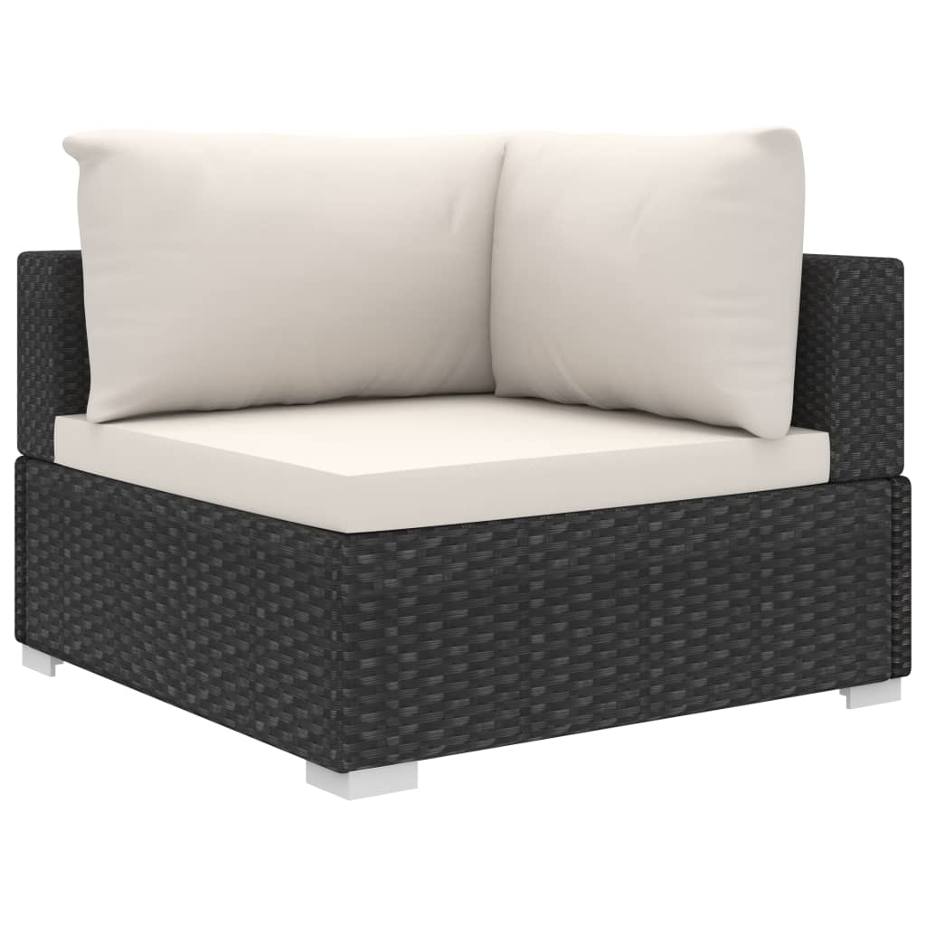 vidaXL 9-tlg. Garten-Lounge-Set mit Auflagen Poly Rattan Schwarz