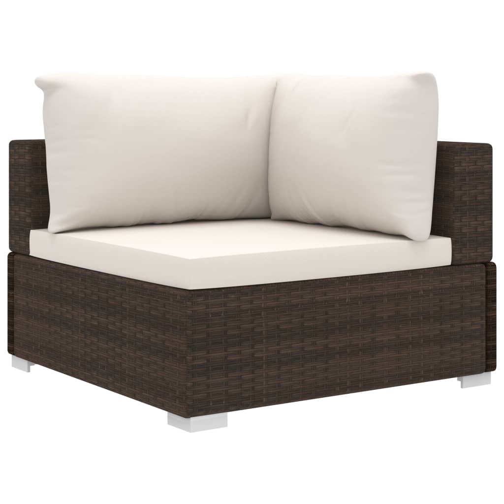 vidaXL 4-tlg. Garten-Lounge-Set mit Auflagen Poly Rattan Braun