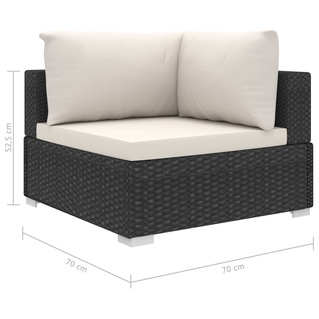 vidaXL 5-tlg. Garten-Lounge-Set mit Auflagen Poly Rattan Schwarz