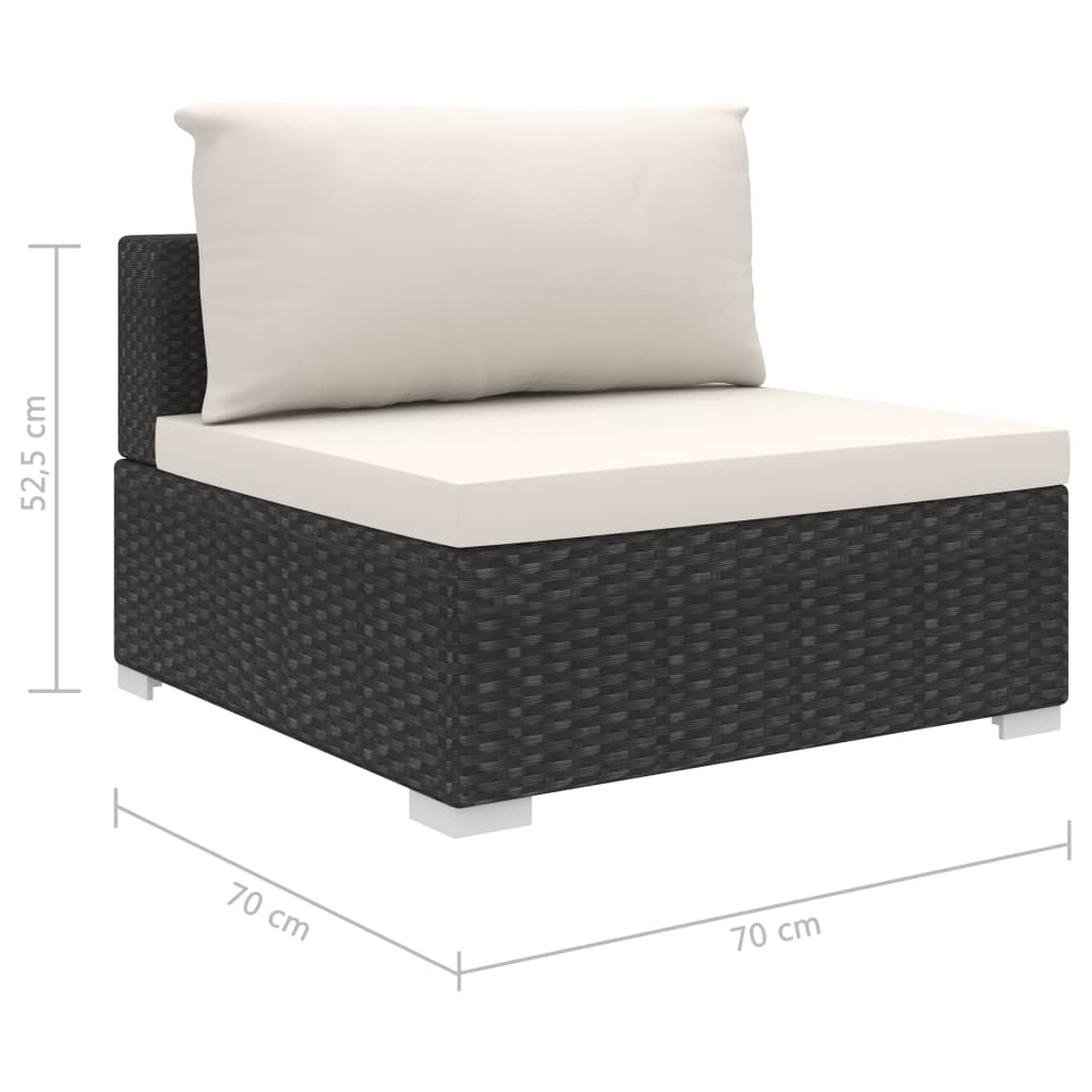 vidaXL 5-tlg. Garten-Lounge-Set mit Auflagen Poly Rattan Schwarz