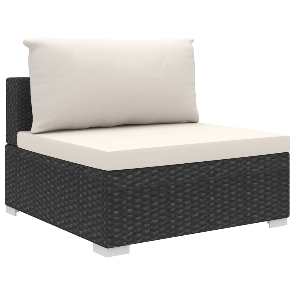 vidaXL 9-tlg. Garten-Lounge-Set mit Auflagen Poly Rattan Schwarz