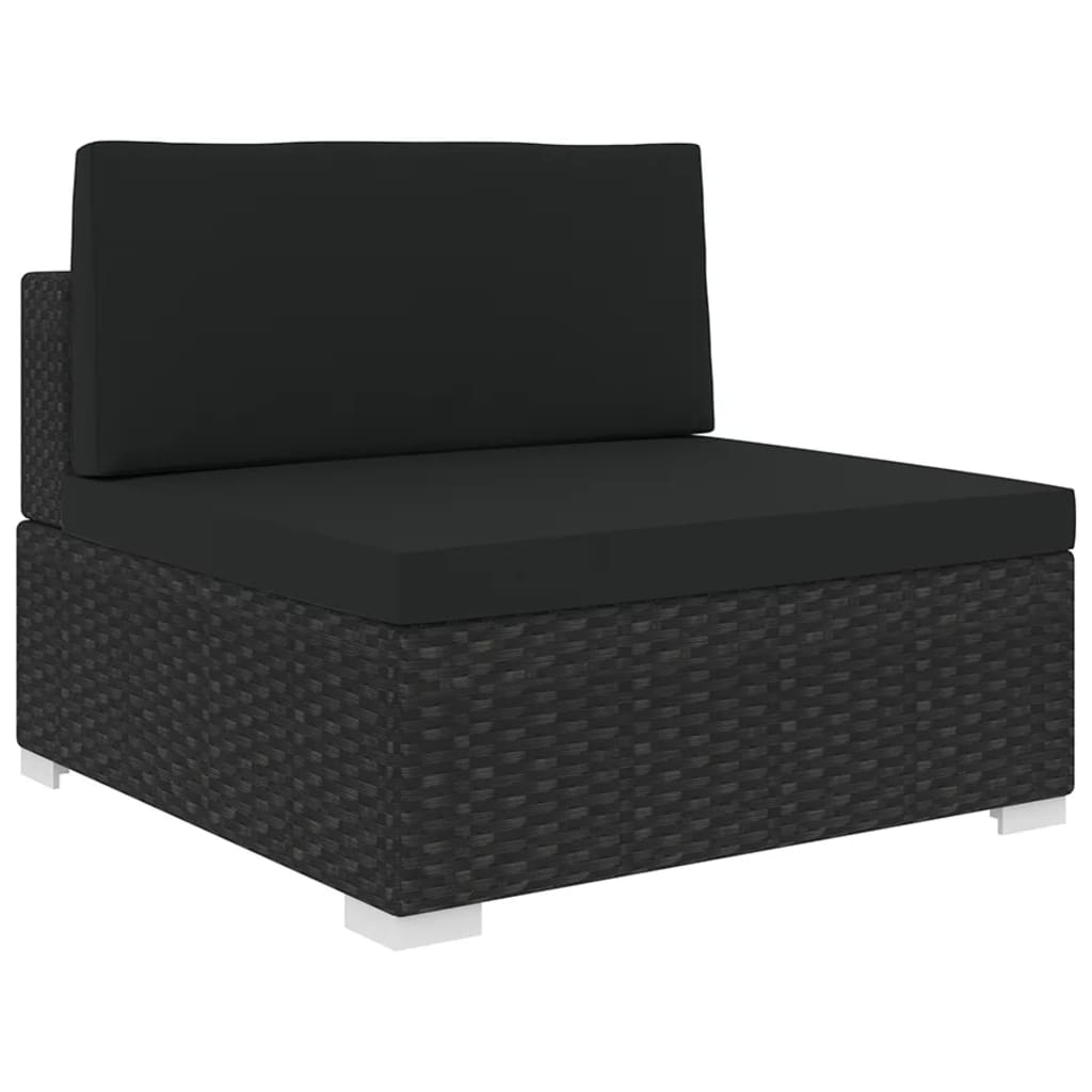 vidaXL Modular-Sofa-Mittelteil 1 Stk. + Auflagen Poly Rattan Braun