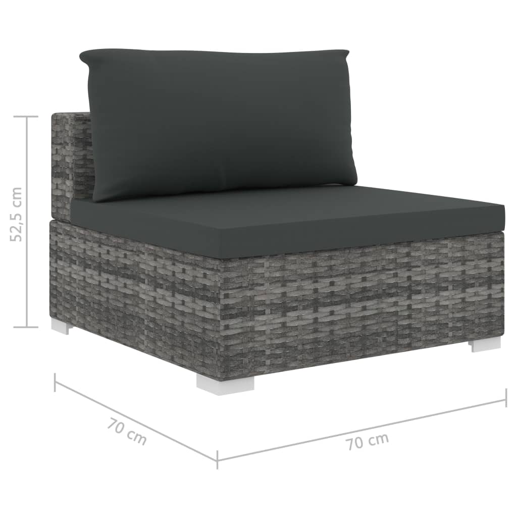 vidaXL 8-tlg. Garten-Lounge-Set mit Auflagen Poly Rattan Grau