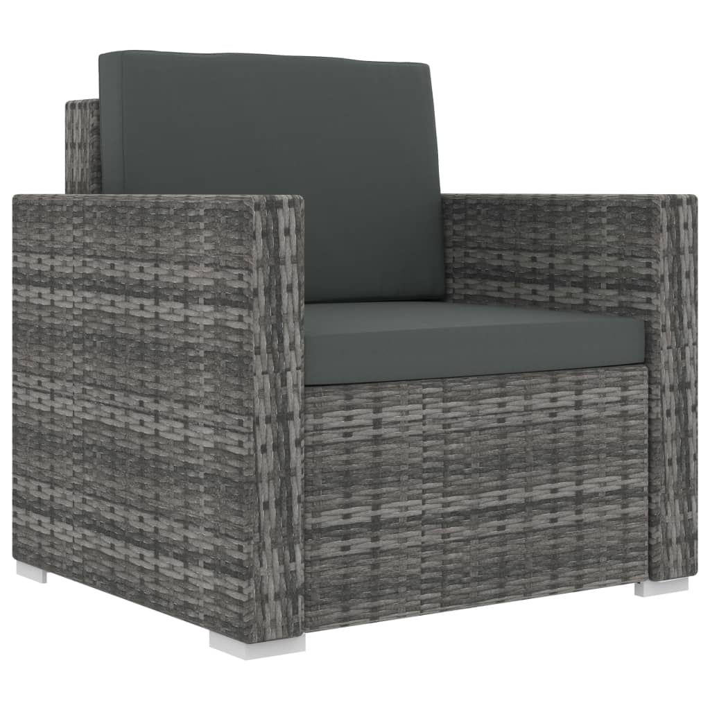 vidaXL 8-tlg. Garten-Lounge-Set mit Auflagen Poly Rattan Grau