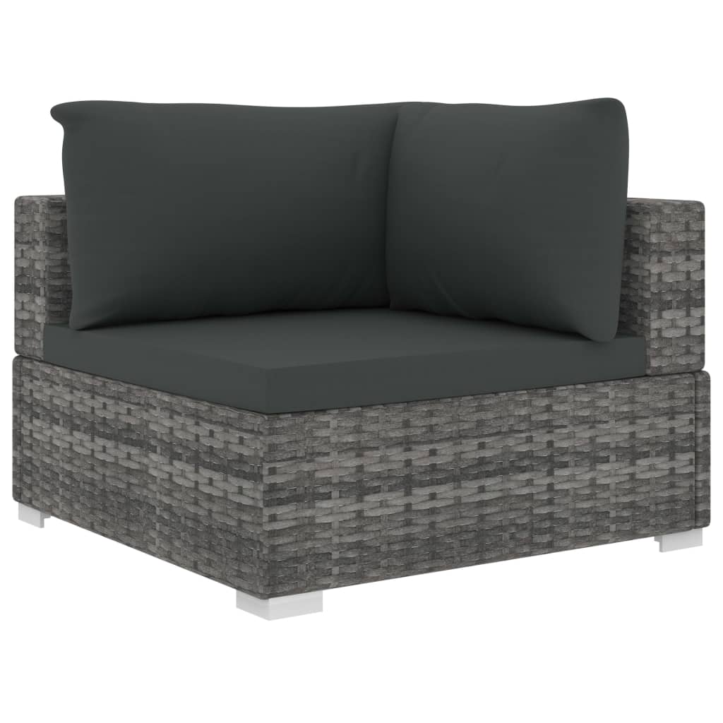 vidaXL 11-tlg. Garten-Lounge-Set mit Auflagen Poly Rattan Grau