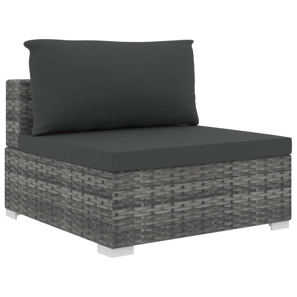 vidaXL 11-tlg. Garten-Lounge-Set mit Auflagen Poly Rattan Grau